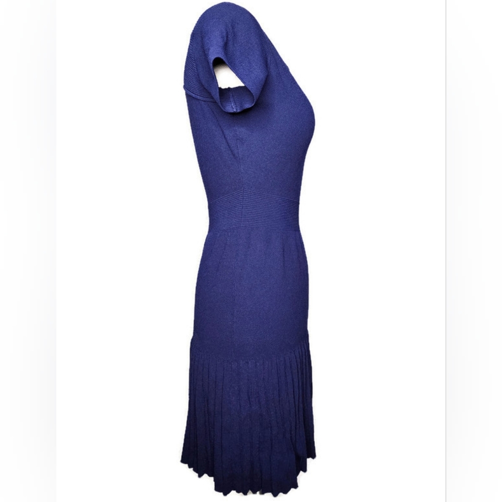 Sandro Blue Knit Short Sleeve Dress - Picture 5 of 12